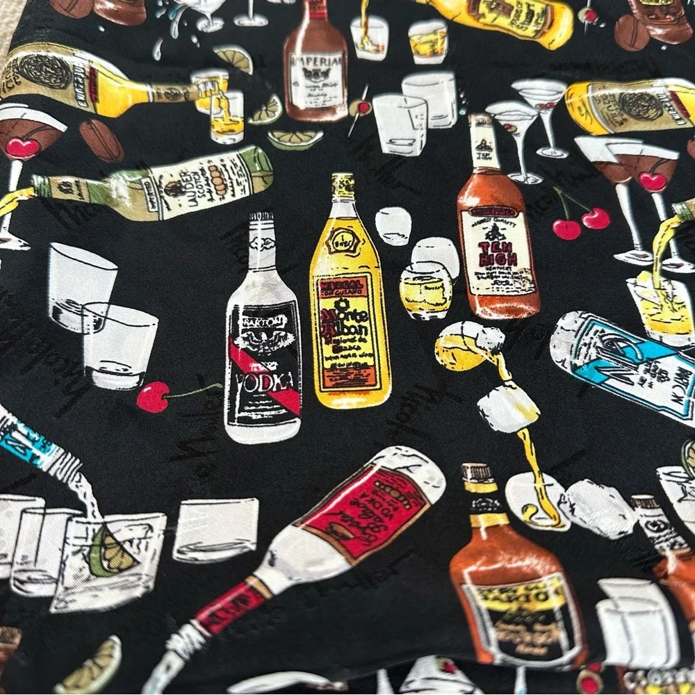 Vintage Nicole Miller Alcohol Bar Spirits Silk Scarf